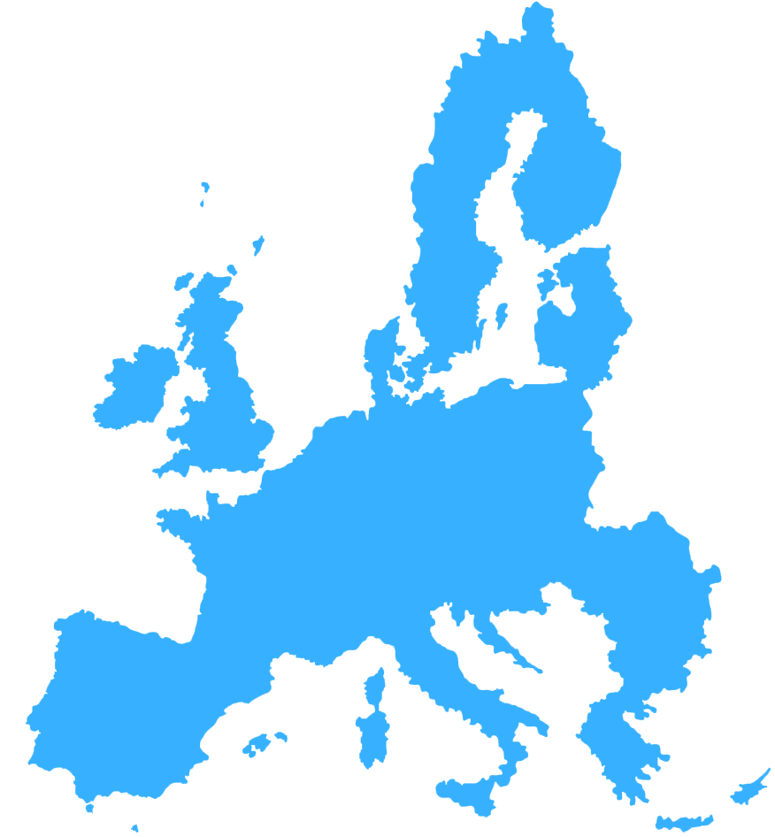 A map of Europe showing the coverage of our Unlimited Europe eSIM Data Plans