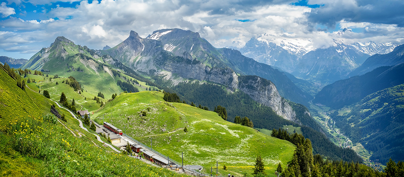 Schynige Platte cog railway at Wilderswil Switzerland coolcation destination in Europe