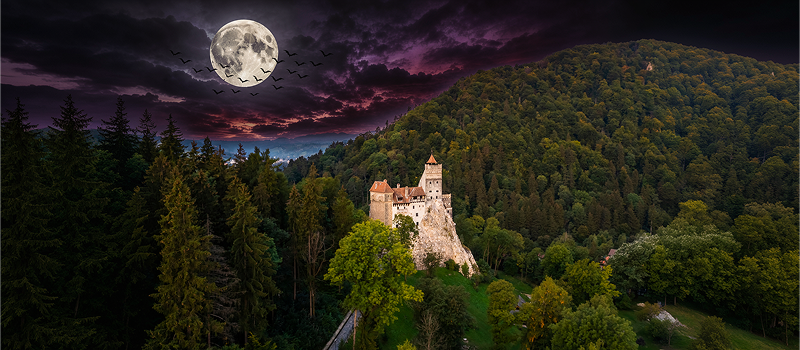Bran Castle during Halloween in Transylvania