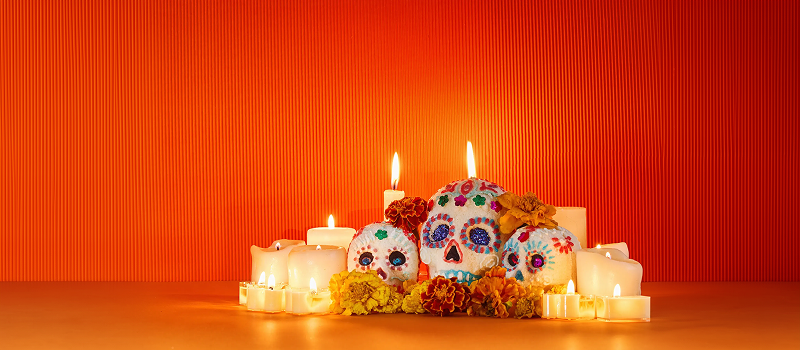 sugar skulls at Day of the Dead in Mexico city